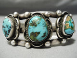 So Heavy!! Thick!! Vintage Native American Navajo Carico Lake Turquoise Sterling Silver Bracelet-Nativo Arts