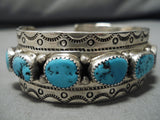 Rare Al Boyd Vintage Native American Navajo Blue Turquoise Sterling Silver Bracelet Cuff-Nativo Arts