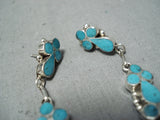 Marvelous Native American Zuni Blue Gem Turquoise Inlay Sterling Silver Earrings-Nativo Arts