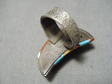 Museum Vintage Native American Navajo Dave Tune Turquoise Coral Sterling Silver Ring-Nativo Arts