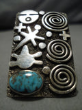 Rare Vintage Native American Navajo Blue Diamond Turquoise Sterling Silver Ring-Nativo Arts