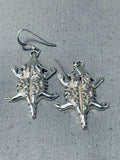 Wonderful Native American Navajo Sterling Silver Handcarved Toad Earrings-Nativo Arts