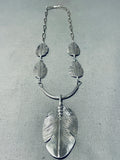 Noteworthy Ben Begaye (d) Native American Navajo Sterling Silver Feather Necklace-Nativo Arts