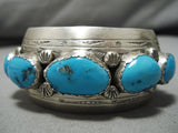Remarkable Vintage Native American Navajo Sara Cly Turquoise Sterling Silver Bracelet-Nativo Arts