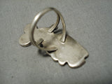 One Of The Oldest Vintage Native American Navajo Mickey Mouse Turquoise Sterling Silver Ring Old-Nativo Arts