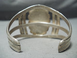 Thick Heavy Cuff Vintage Native American Navajo Gilbert Turquoise Sterling Silver Bracelet-Nativo Arts