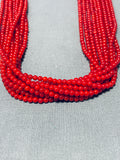 Best Signed Native American Navajo Circular Coral Very Rare Sterling Silver Necklace-Nativo Arts