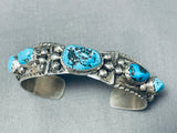 Superb Vintage Native American Navajo 5 Morenci Turquoise Sterling Silver Bracelet-Nativo Arts