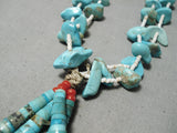 Wow Vintage Native American Navajo Sky Blue Turquoise Boulder Jacla Necklace Old-Nativo Arts