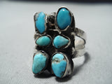 Marvelous Vintage Native American Navajo Turquoise Sterling Silver Ring Old-Nativo Arts