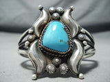 Majestic Native American Navajo Turquoise Sterling Silver Bracelet Signed-Nativo Arts