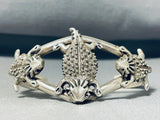Symbolic Protector of Arrowheads Horned Lizards Sterling Silver Navajo Bracelet-Nativo Arts