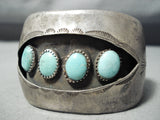 For Small Wrist Vintage Native American Navajo Turquoise Sterling Silver Bracelet-Nativo Arts