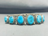 Awesome Vintage Native American Navajo 9 Morenci Turquoise Sterling Silver Bracelet-Nativo Arts