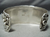 Important Vintage Native American Navajo Buffalo Turquoise Sterling Silver Leaf Bracelet-Nativo Arts