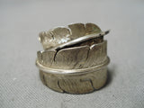 Important Vintage Native American Navajo Michael Kirk Feather Sterling Silver Earrings Old-Nativo Arts