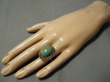 Amazing Vintage Native American Navajo Native Sterling Silver Green Spiderweb Turquoise Ring-Nativo Arts