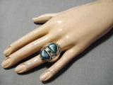 Astounding Vintage Native American Navajo Cerrillos Turquoise Sterling Silver Ring Heavy-Nativo Arts
