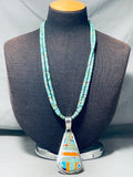 Native American Important Santo Domingo Turquoise Inlay Sterling Silver Necklace-Nativo Arts