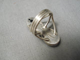 Important Tommy Jackson #8 Turquoise Vintage Native American Navajo Sterling Silver Ring-Nativo Arts