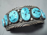 Superior Vintage Native American Navajo Sleeping Beauty Turquoise Sterling Silver Bracelet Old-Nativo Arts