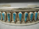 Native American Rare Blue Diamond Teardrop Turquoise Sterling Silver Bracelet-Nativo Arts