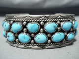 Dorothy Secatero Vintage Native American Navajo 14 Kingman Turquoise Sterling Silver Bracelet-Nativo Arts