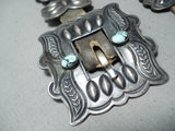 Authentic Vintage Native American Navajo Harry Morgan Turquoise Sterling Silver Concho Belt-Nativo Arts
