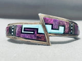 Dynamic Vintage Native American Zuni Sugulite & Blue Gem Turquoise Sterling Silver Bracelet-Nativo Arts