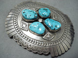 One Of The Largest Vintage Native American Navajo Turquoise Sterling Silver Buckle-Nativo Arts