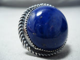 Astounding Vintage Navajo Lapis Sterling Silver Ring Native American-Nativo Arts