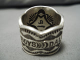 Huge Detailed Heavy Men's Vintage Native American Navajo Dallas Cowboys Sterling Silver Ring-Nativo Arts