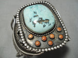 One Of Largest Vintage Native American Navajo Easterm Blue Turquoise Sterling Silver Bracelet-Nativo Arts