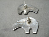 Authentic Vintage Native American Navajo Thomas Singer Gold Sterling Silver Earrings-Nativo Arts