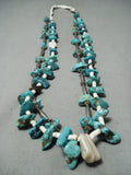 Special Vintage Native American Navajo Royston & Kingman Turquoise Sterling Silver Necklace Old-Nativo Arts