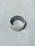 Fantastic Vintage Native American Navajo Sterling Silver Roadrunner Thick Band Ring-Nativo Arts