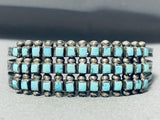 One Of The Best Ever Vintage Native American Zuni Squared Turquoise Sterling Silver Bracelet-Nativo Arts