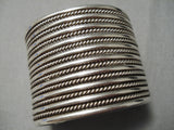 Native American Towering Huge Hand Wrought Sterling Silver Bracelet Old-Nativo Arts