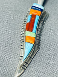 Native American Inlay Master Vintage Navajo Turquoise Sterling Silver Inlay Necklace-Nativo Arts
