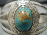 Superb Vintage Native American Navajo Royston Turquoise Sterling Silver Wil Benally Bracelet-Nativo Arts
