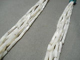 One Of The Best Vintage Native American Navajo Tubed Pearl Sterling Silver Turquoise Necklace-Nativo Arts