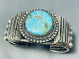 Unrivaled Native American Navajo Signed Huge Kingman Turquoise Sterling Silver Bracelet-Nativo Arts