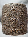 Amazing Navajo Huge Handcarved Copper Bracelet Native American-Nativo Arts