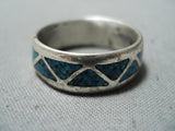 Native American Detailed Vintage Navajo Turquoise Sterling Silver Ring-Nativo Arts