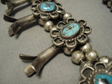 Museum Quality Vintage Native American Navajo Turquoise Sterling Silver Squash Blossom Necklace-Nativo Arts