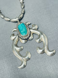 Amazing Vintage Native American Navajo Pilot Mountain Turquoise Sterling Silver Necklace-Nativo Arts