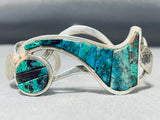 One Of The Most Unique Vintage Native American Navajo Turquoise Inlay Sterling Silver Bracelet-Nativo Arts