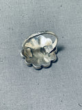 Glorious Vintage Native American Zuni Mother Of Pearl Inlay Sunface Sterling Silver Ring-Nativo Arts