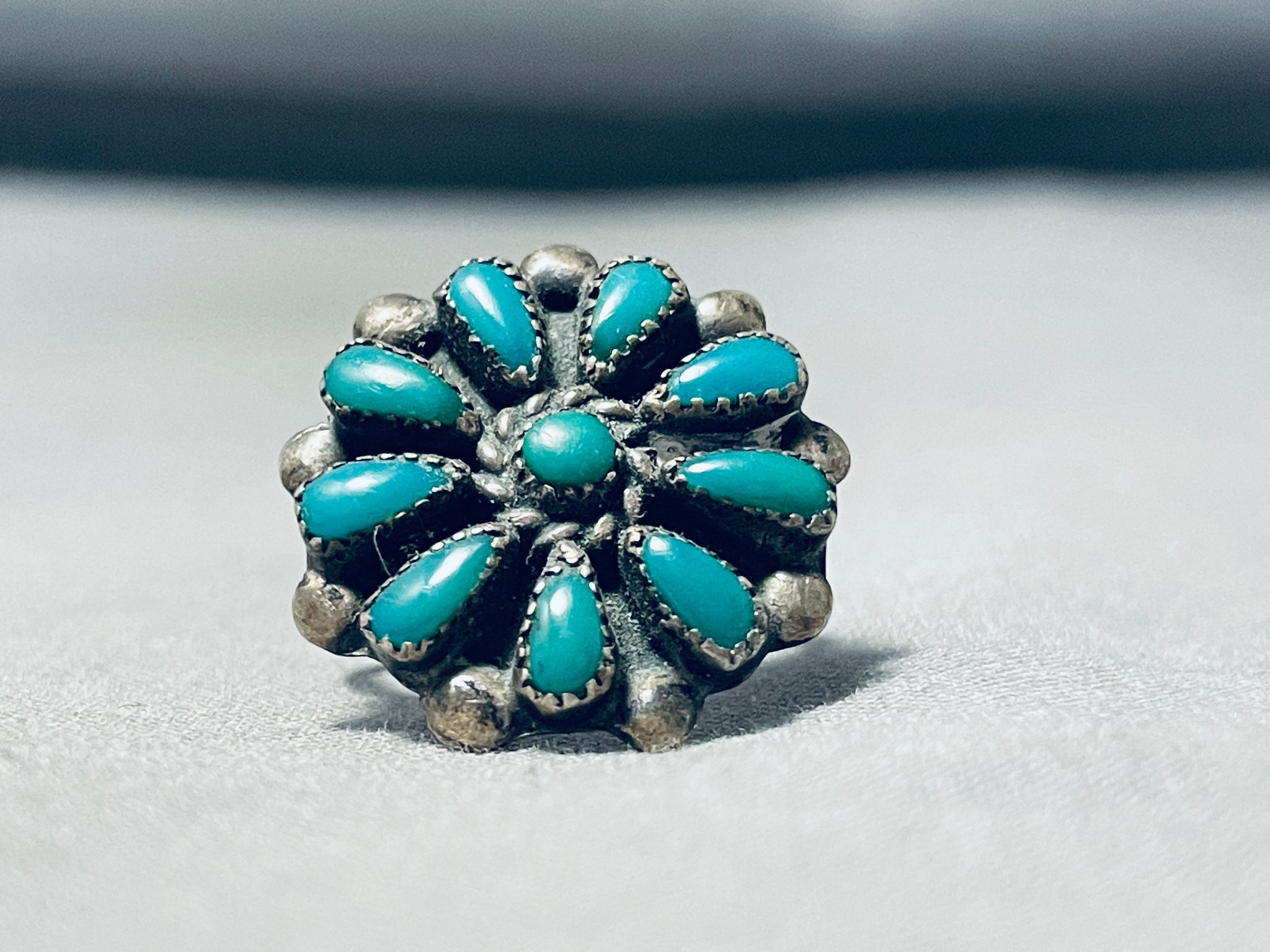 Vintage Large Zuni Sterling Silver Turquoise 2024 Ring