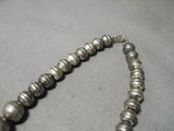 Fabulous Vintage Native American Navajo Sterling Silver Bead Necklace Old-Nativo Arts